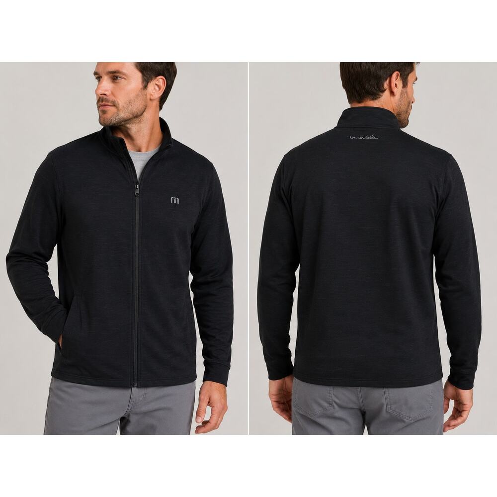 Travis Mathew Men’s Black Full Zip Performance Jacket Size Medium Cinch Waist